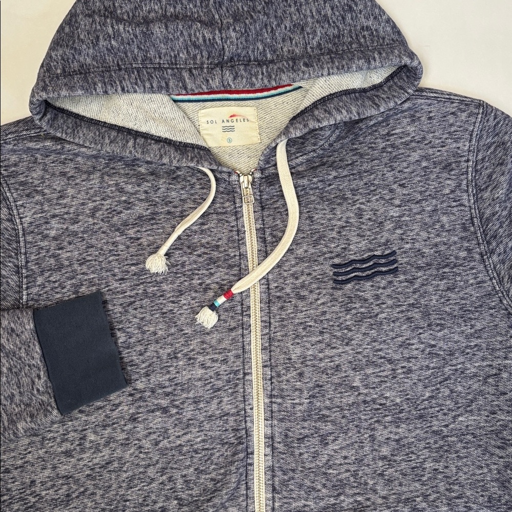 Sol Angeles Coastal Full Zip Hoodie Heather Blue‎ Beach Comfort Mens Size Small